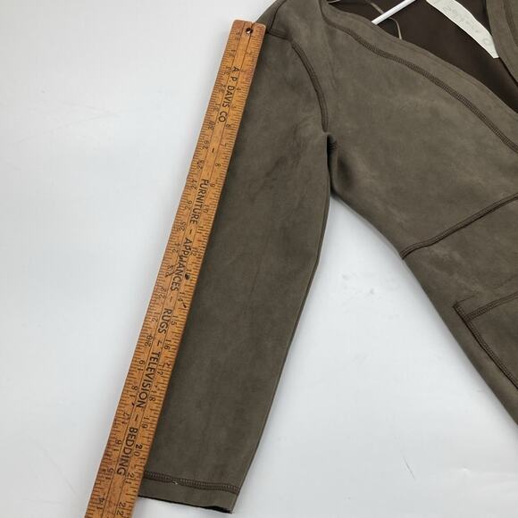 Solitaire Womens Olive Green Microsuede Open Front Jacket Coat Small New - Picture 15 of 16